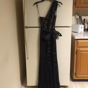 Betsy & Adam one-shoulder mermaid gown